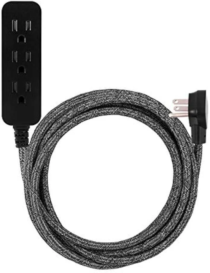 usbroway usbroway 3-Outlet Extension Braided Cord 15 ft Dark Heather 50012 — product photo