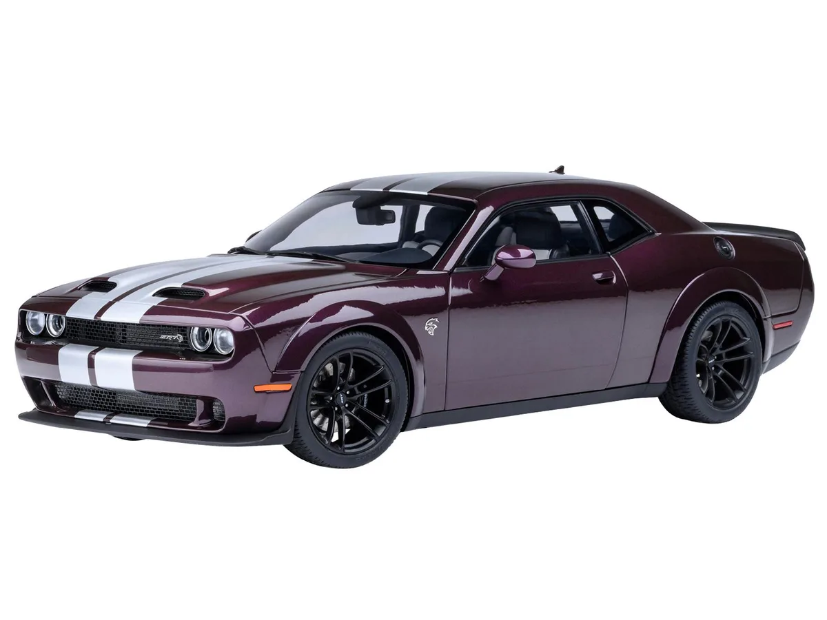 Autoart Autoart 2022 Dodge Challenger SRT Jailbreak Hellraisin Purple White Stripes 1/18 hobby collectible — product photo