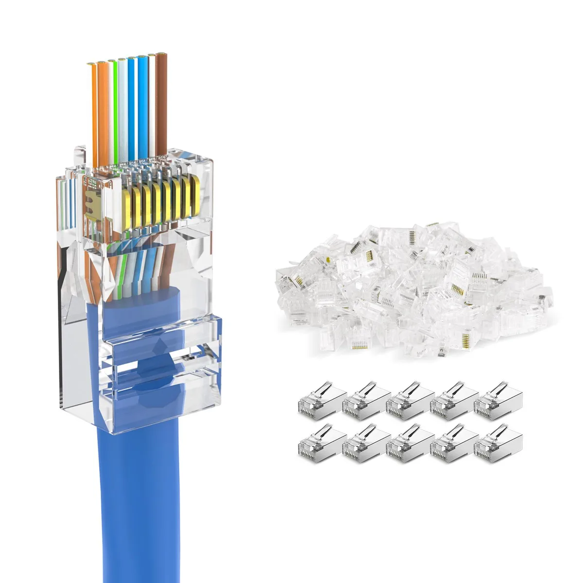 DARKROCK DARKROCK Cat6 Pass Through Connector 100-Pack Transparent — product photo