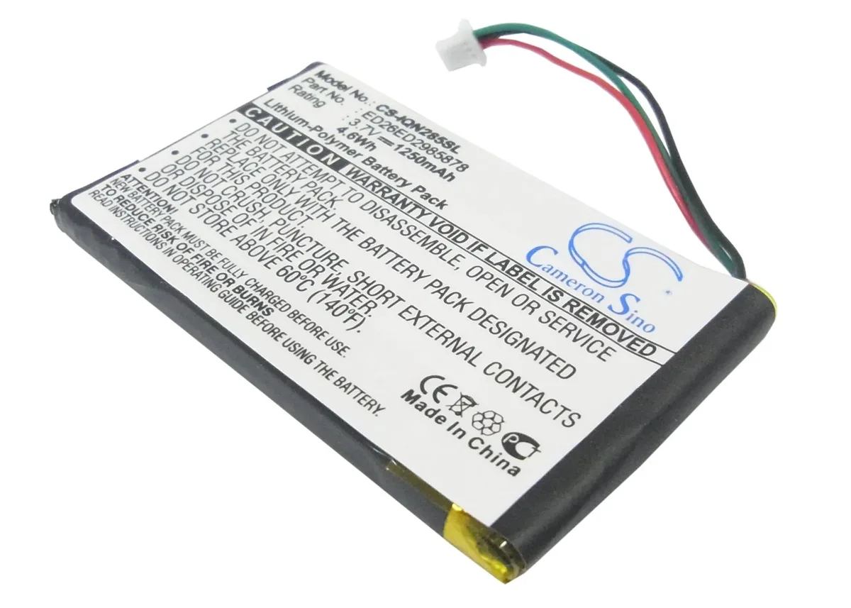 Rectangular replacement battery with silver label and connector cable