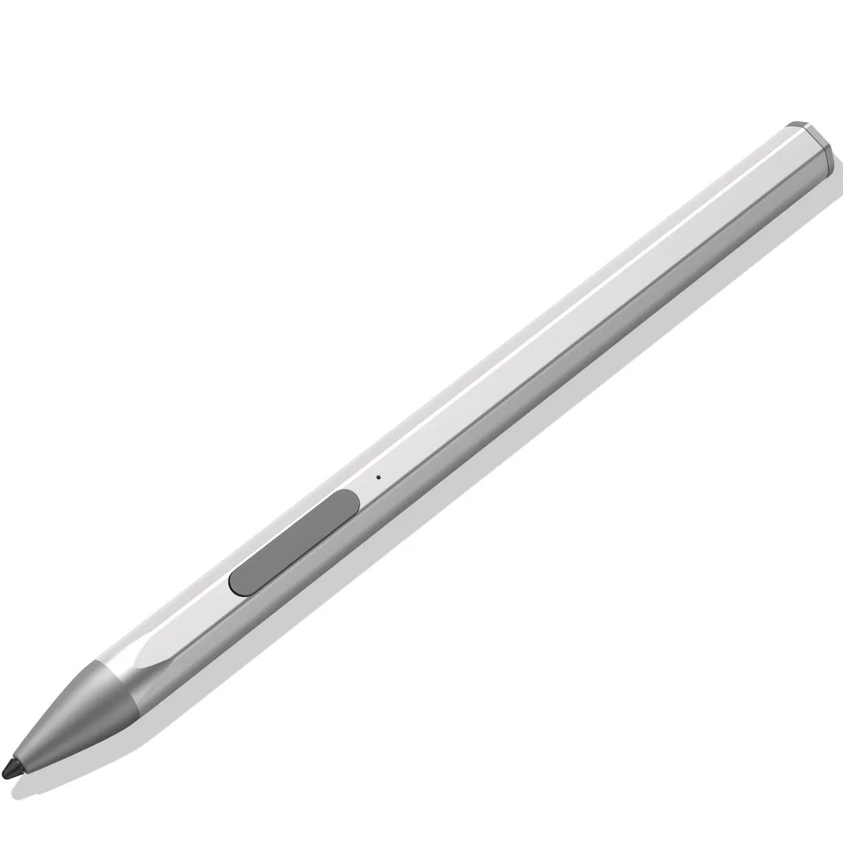 Silver MPP 2.0 active stylus pen with single button and micro-USB port