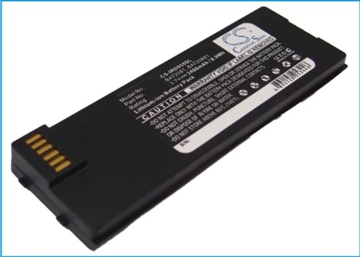 Rectangular lithium-ion battery pack, dark casing, gold contacts, 108.6 x 38.5 x 12.5 mm