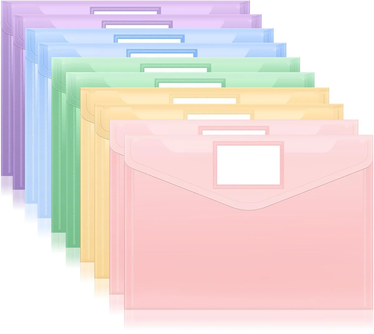  Plastic Envelopes File Folders 10 Pack A4 100 Sheets 13.2x9.2in Pastels — product photo