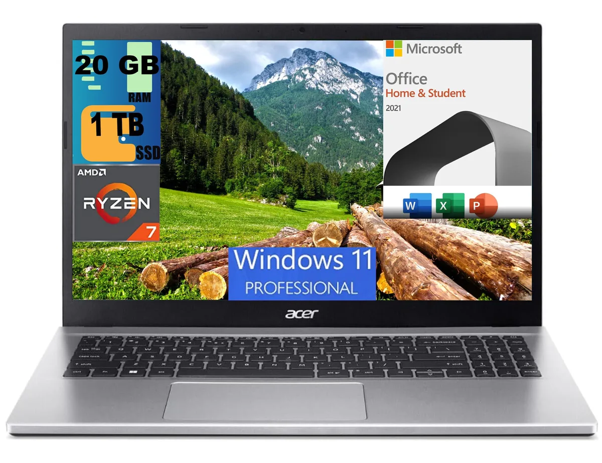 Acer America Acer America Aspire 3 15 laptop AMD Ryzen 7 5700U 20GB DDR4 1TB PCIe SSD 15.6 FHD — product photo