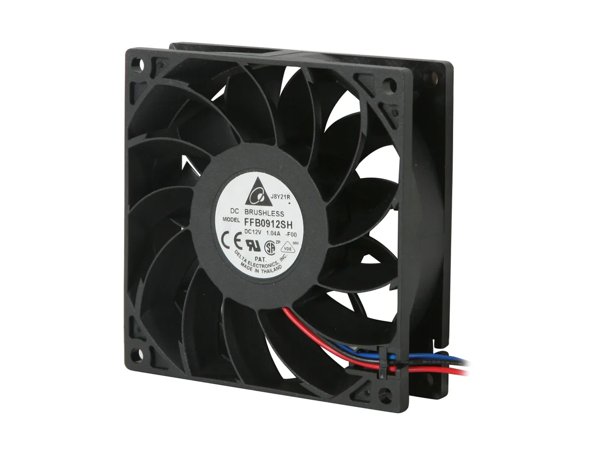 DELTA ELECTRONICS DELTA ELECTRONICS FFB0912SH-F00 92mm case fan 4100 RPM 90.02 CFM dual ball 50 dBA 3-pin — product photo