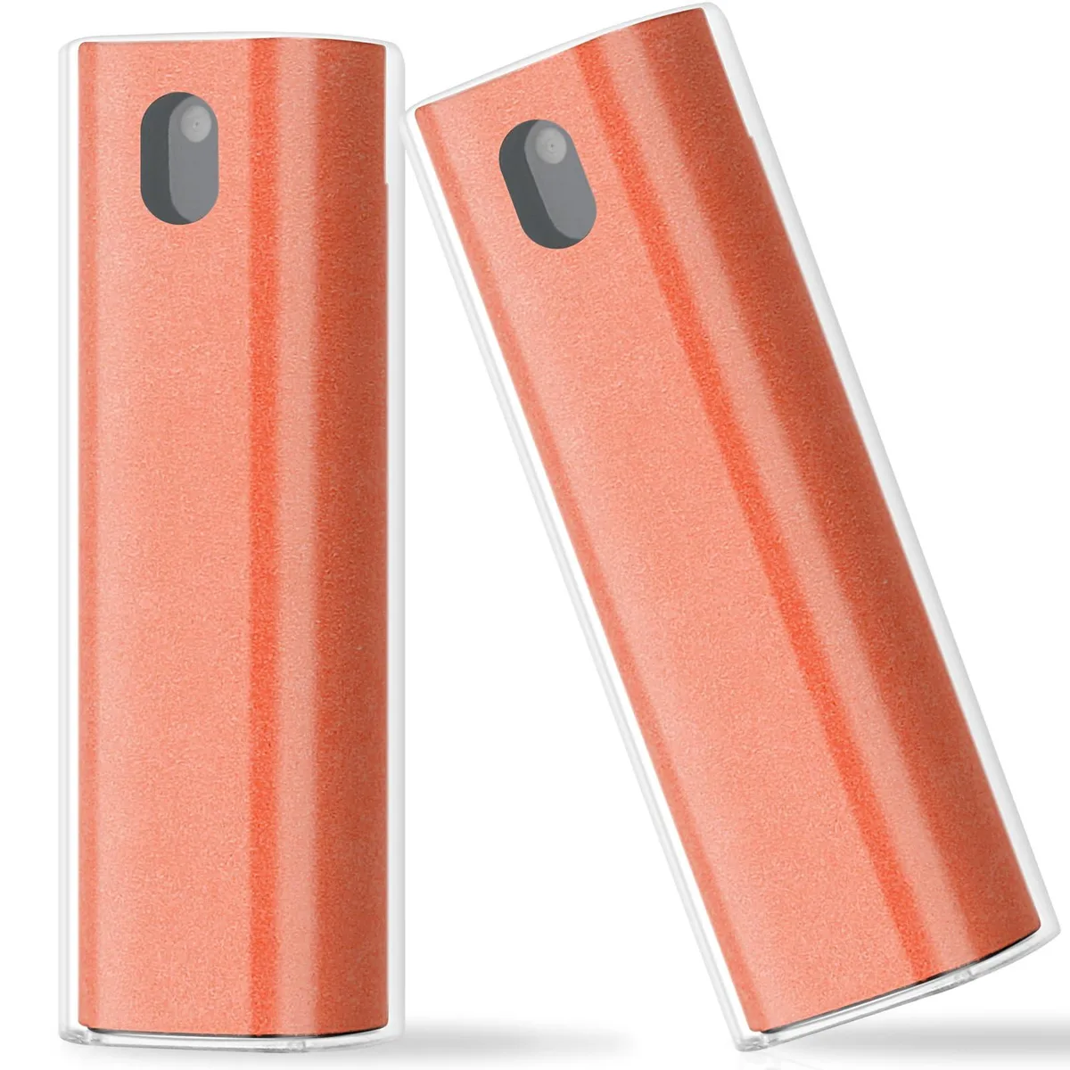 Two compact lipstick-sized screen cleaners with transparent ABS bodies and soft microfiber flannel wipes