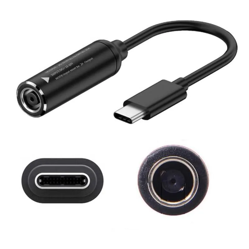  FASTELECTRIC DC 7.4 x 5.0mm Female to USB-C Male 65W Adapter Silver — product photo