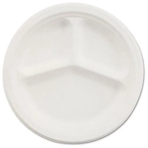 Chinet Chinet 3-Compartment Plate 10.25" White 500 Carton — product photo