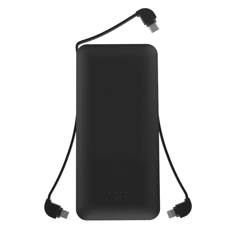 Fonus Fonus Slim 10000mAh Power Bank 1-Port USB Built-in Cables Black — product photo