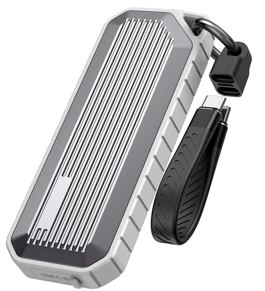 NUSYN NUSYN NSE35GR M.2 NVMe SATA drive enclosure USB-C 10Gbps IP65 zinc alloy 2230-2280 4TB gray — product photo