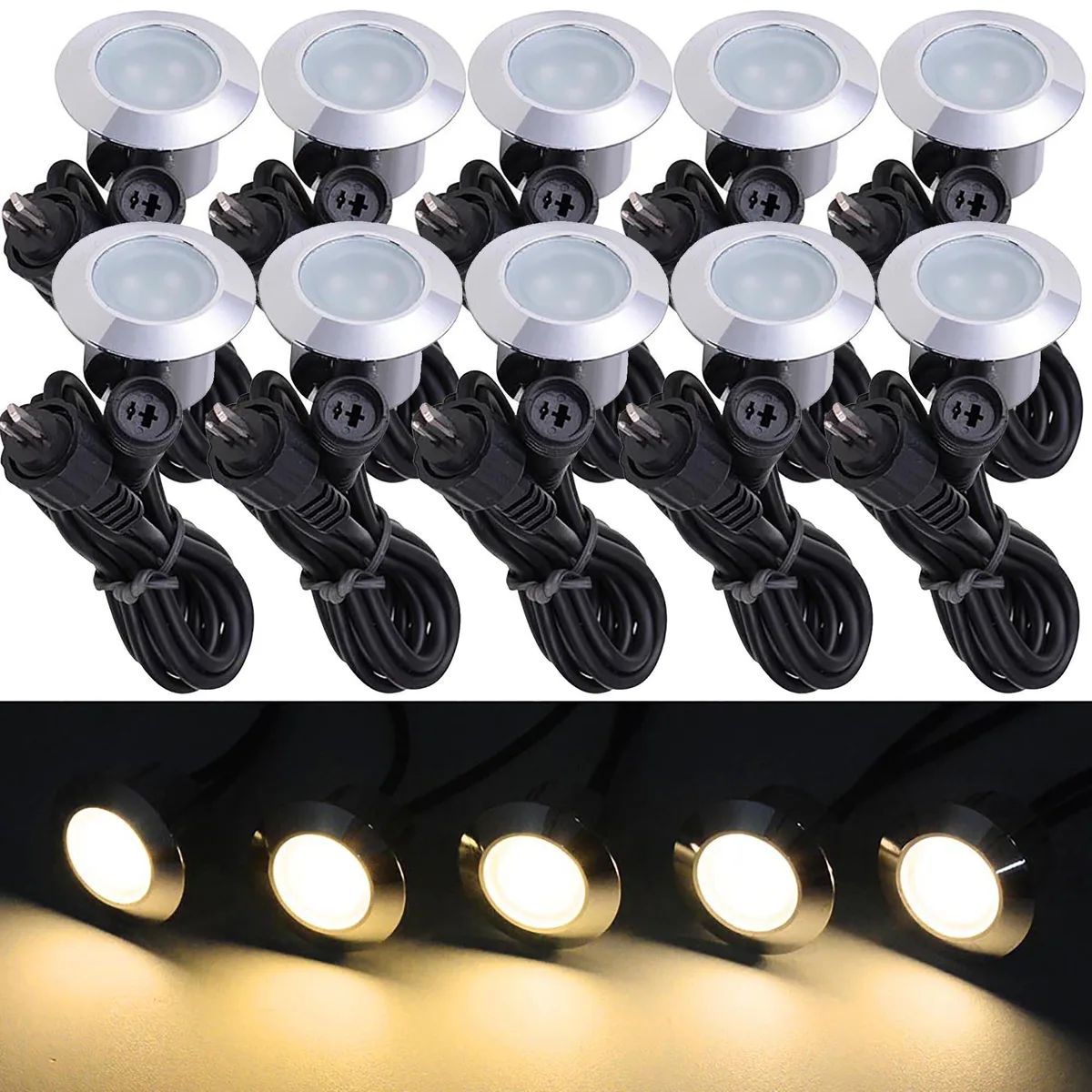 Yescom USA, Inc. Yescom USA, Inc. 11DCL001-WARMW-5x2 10-pack 12V 3000K IP67 landscape lighting — product photo