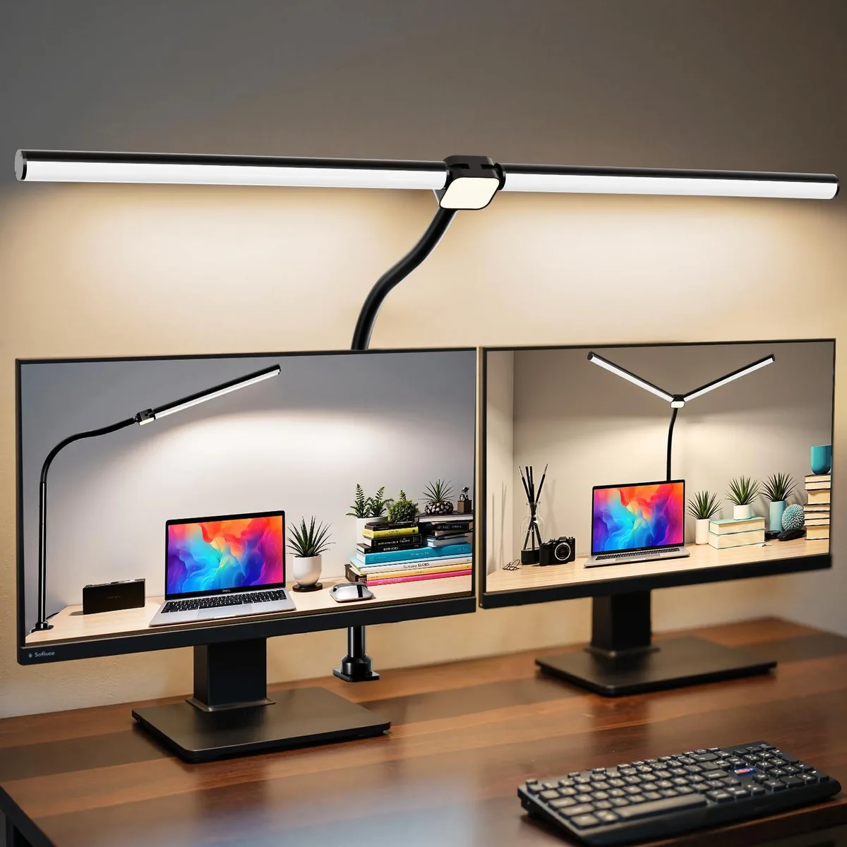 Matte-finish LED desk lamp with flexible gooseneck and rotatable head