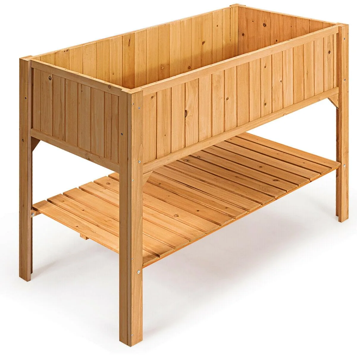 SlickBlue SlickBlue Wooden Elevated Planter Box Shelf 47 x 22.5 x 35.5 in Natural Fir — product photo