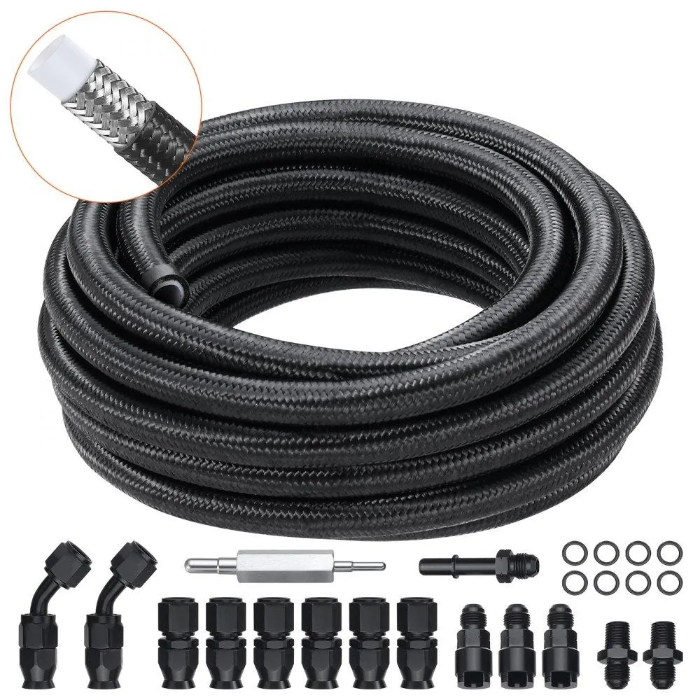 VEVOR VEVOR 6AN PTFE Fuel Line Kit 25 ft 5/16 in 15 Pcs Swivel Fittings Black — product photo