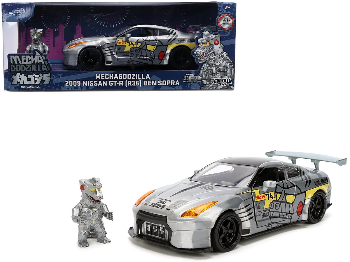 Jada Jada 2009 Nissan GT-R (R35) Ben Sopra 1/24 Diecast with Mechagodzilla Figure — product photo