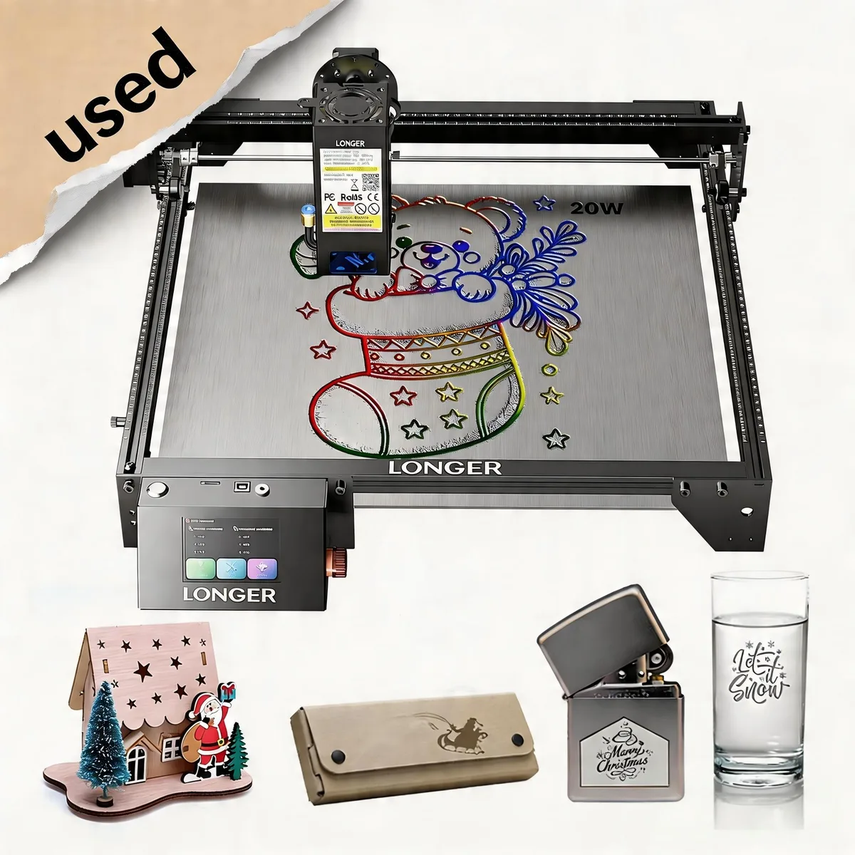 LONGER LONGER RAY5 20W Laser Engraver 3.5-inch Touchscreen — product photo