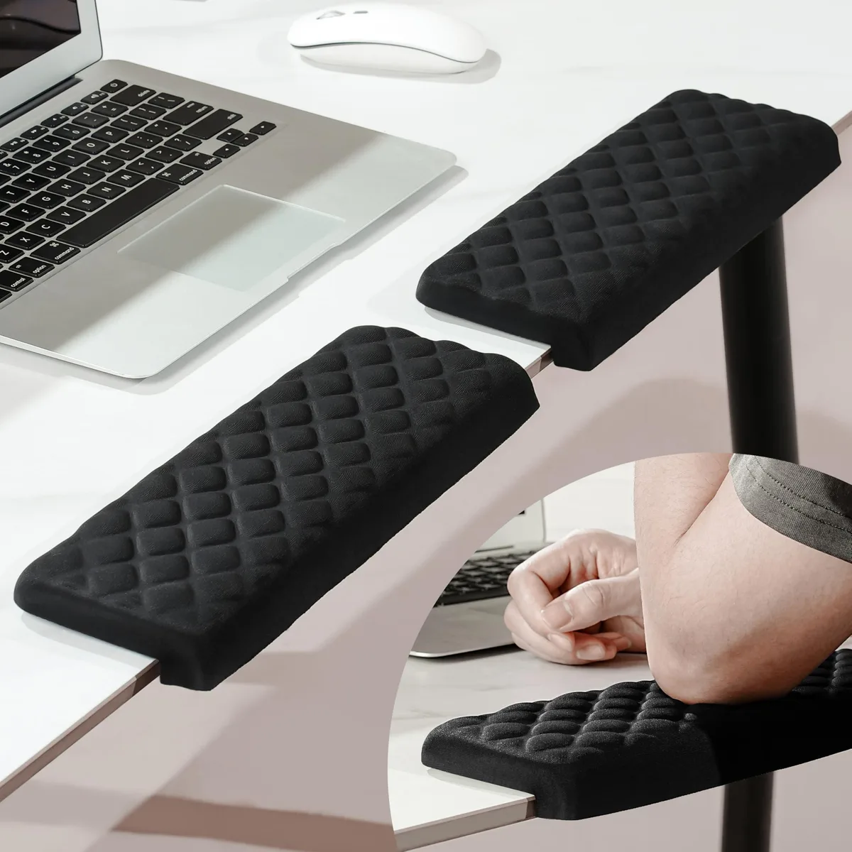  MEKASS 1281 Shaped Desk Elbow Pad 2 Pcs Diamond Black — product photo