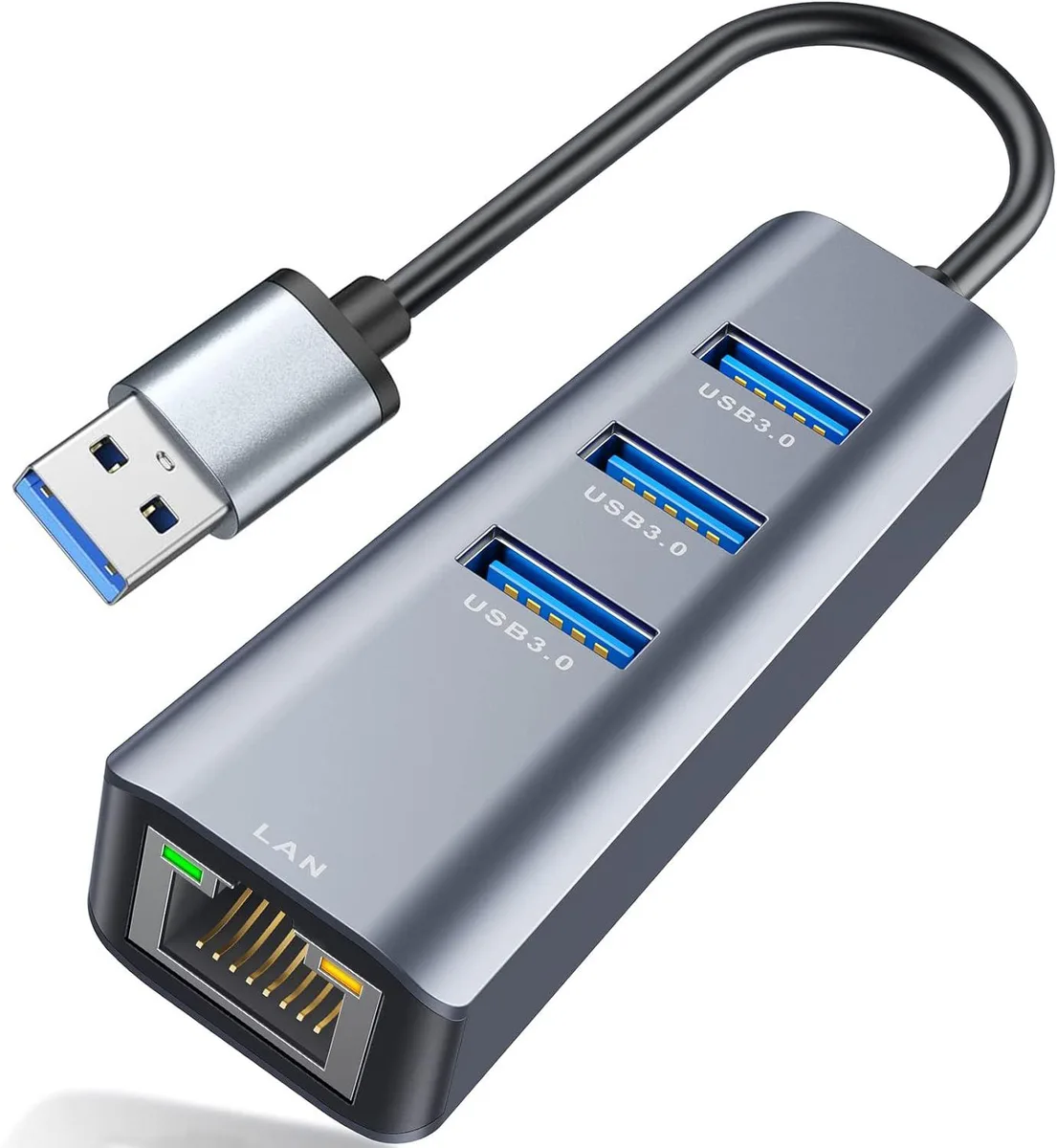 AUBEAMTO AUBEAMTO USB 3.0 to Ethernet Adapter 4-in-1 RJ45 3x USB 3.0 1000Mbps 5Gbps — product photo