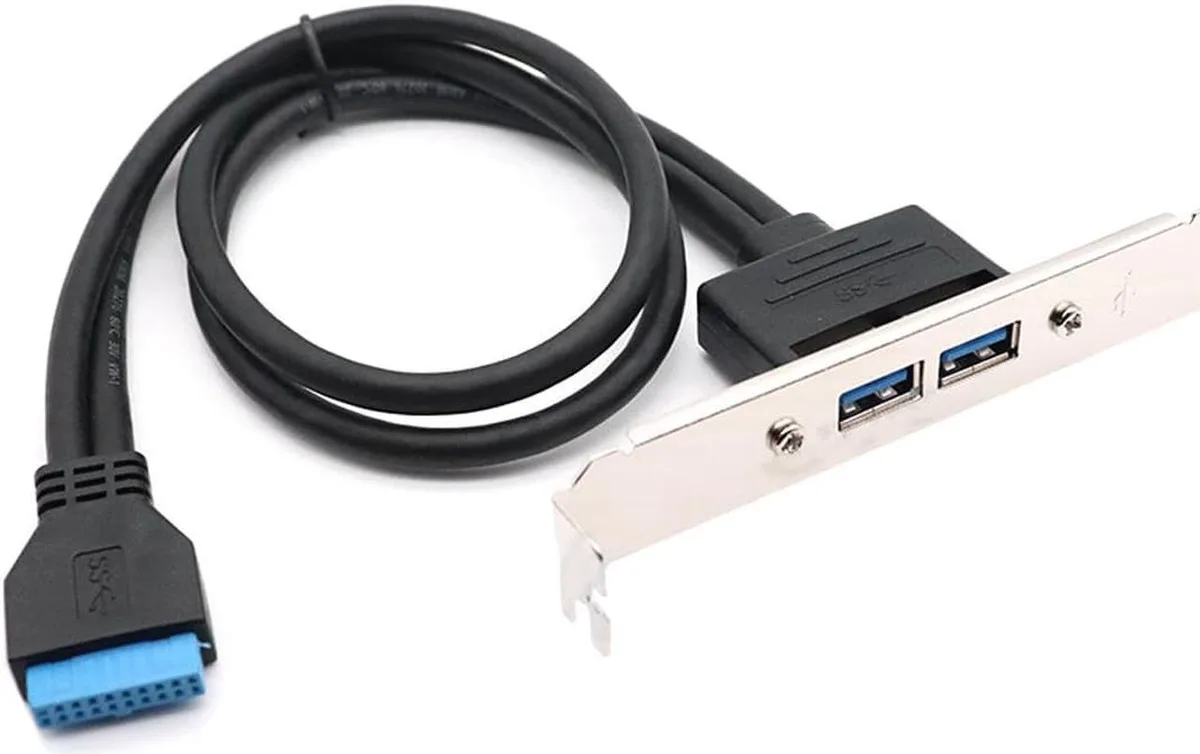 Vszerda Vszerda USB 3.0 20-Pin to 2x USB 3.0 A Female Adapter Cable with PCI Bracket 1.64ft — product photo
