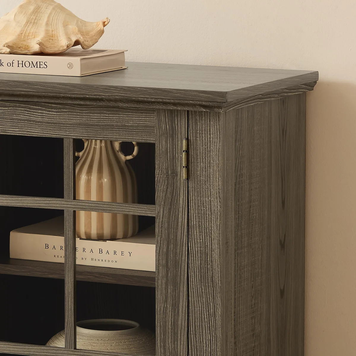 tuphen tuphen 70.12" Grey TV Stand Faux Stone 2-Door Home Entertainment — product photo