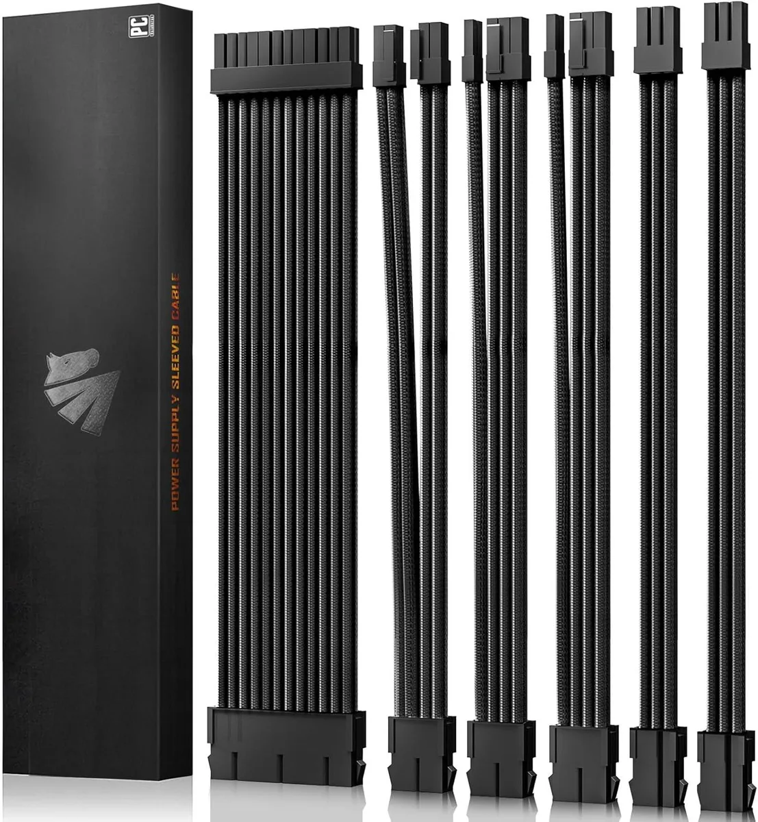 PISKEKAT PISKEKAT 16AWG PSU Extension Cable Kit 24-pin ATX EPS 6+2-pin PCIe 6-pin PCIe 30cm combs — product photo