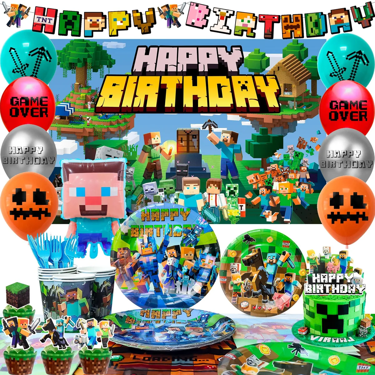 InBoxxarty InBoxxarty 113 Pcs Pixel Game Party Supplies Green — product photo