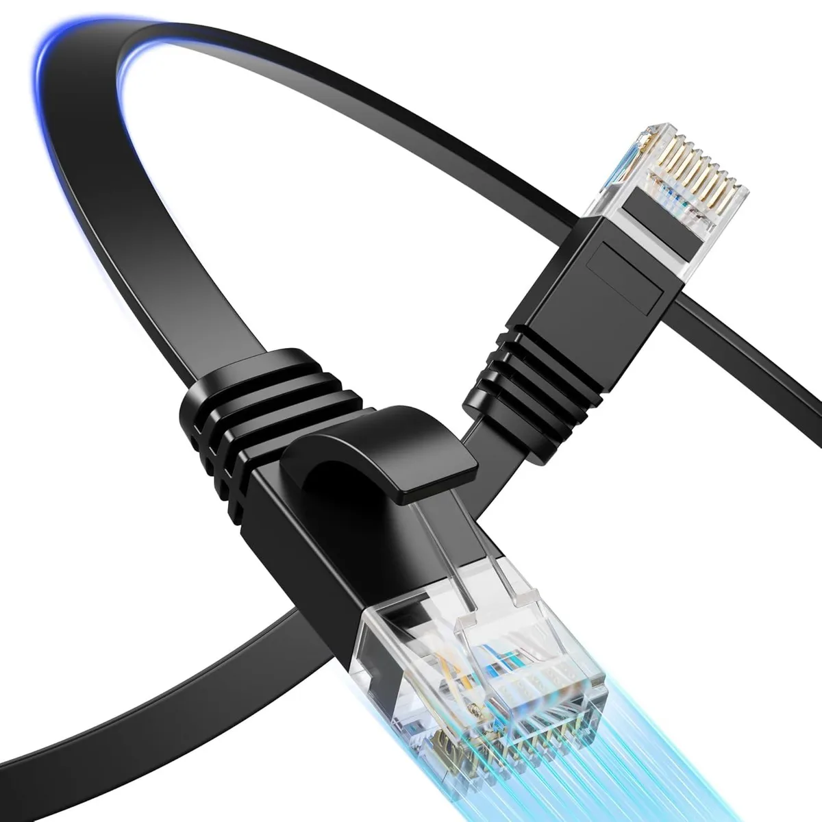  Mnlnbuao Cat 6 Flat Ethernet Cable 100 ft Black — product photo