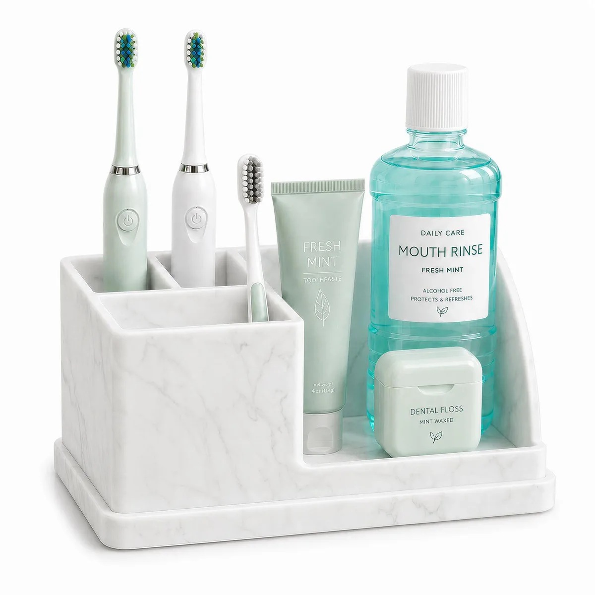  Oasiteege Bathroom Counter Organizer 30181600 White 8.5x3.8x3.7 in — product photo