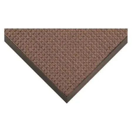 Brown rectangular outdoor entrance mat with beveled edges and rubber backing