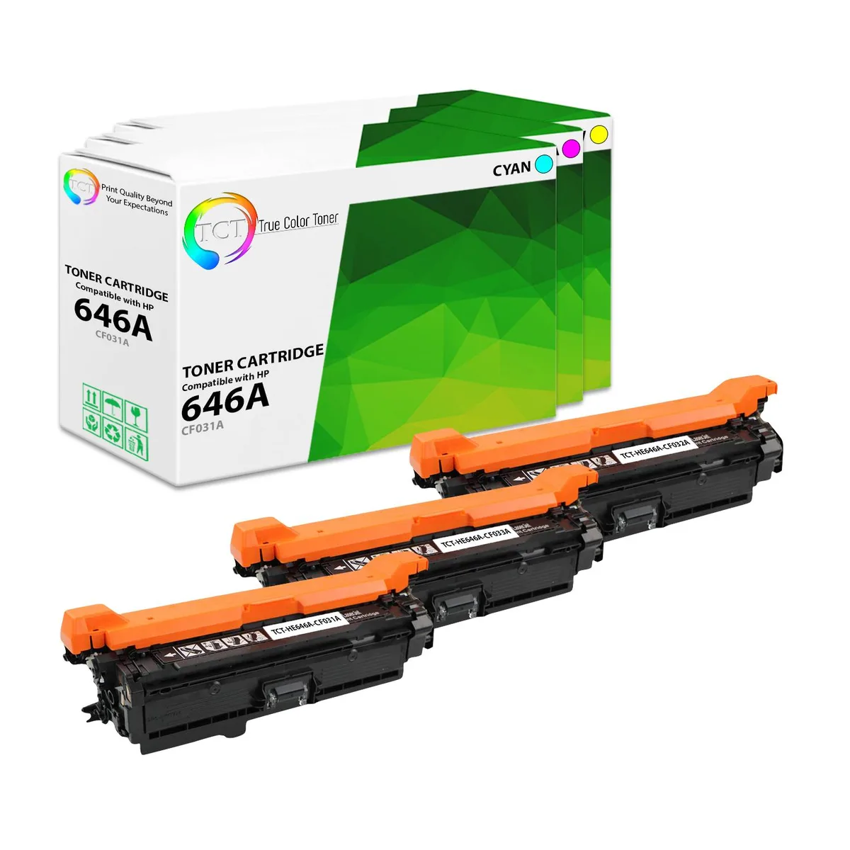 True Color Toner True Color Toner 646A 3-pack CF031A CF032A CF033A toner cartridge — product photo