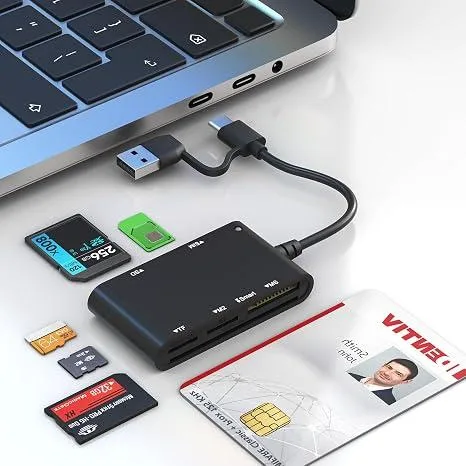 BFKK BFKK 7-in-2 Card Reader USB-C USB-A SIM CAC PIV — product photo