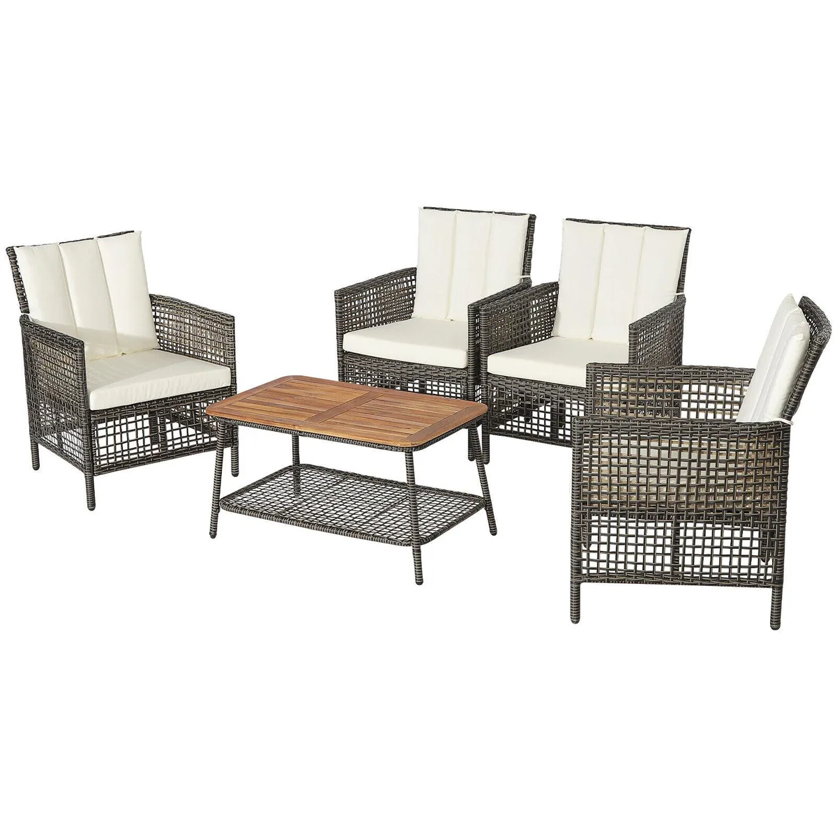 SlickBlue SlickBlue 5-Piece Patio Rattan Furniture Set White — product photo
