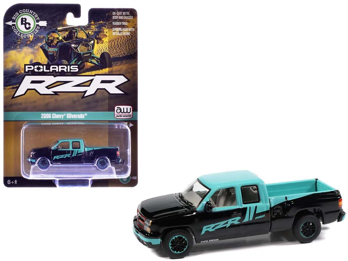 auto world Auto World 2006 Chevrolet Silverado Polaris RZR 1/64 Diecast Truck — product photo