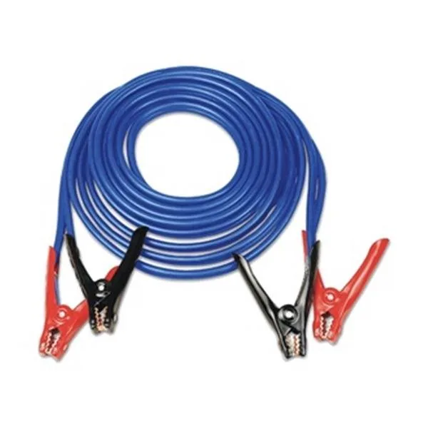 Black and orange booster cables with spring clamps, 12 ft length