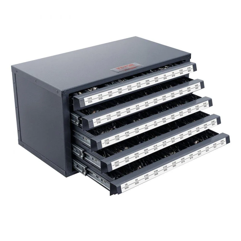 VEVOR VEVOR 5-Drawer Drill Bit Cabinet 60 Compartments 33/64-63/64" Gray Orange — product photo