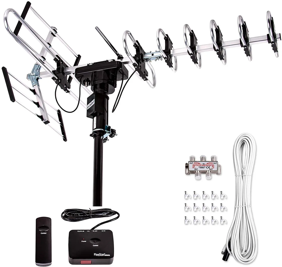 FiveStar FiveStar FSA-3806 Outdoor TV Antenna 200 Mile 360 Rotation Stainless Steel — product photo