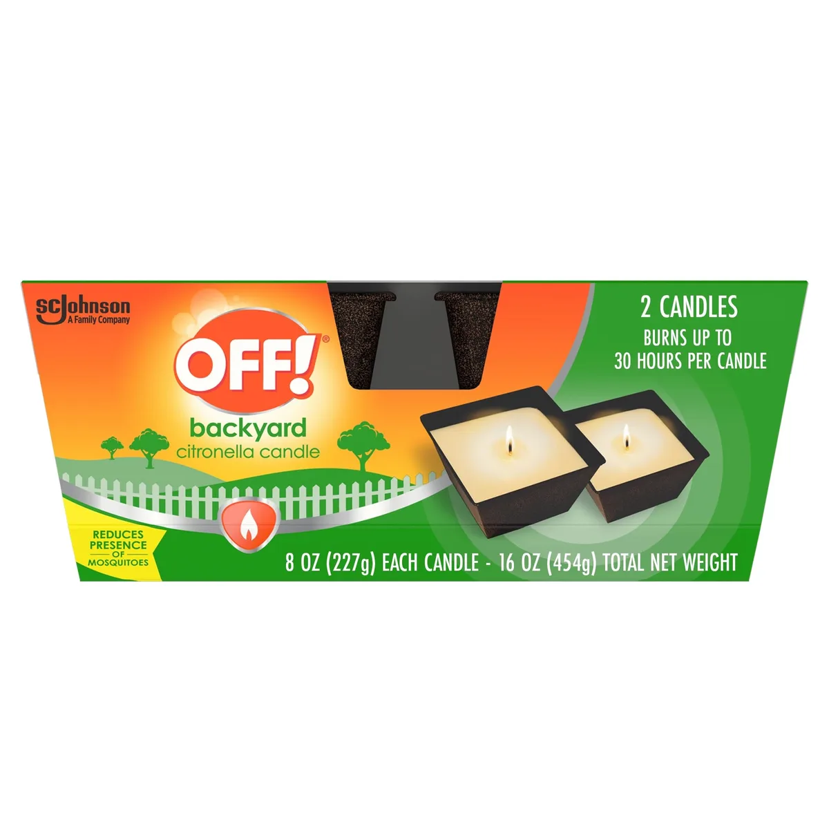 Two 8 oz citronella candles in metal tins