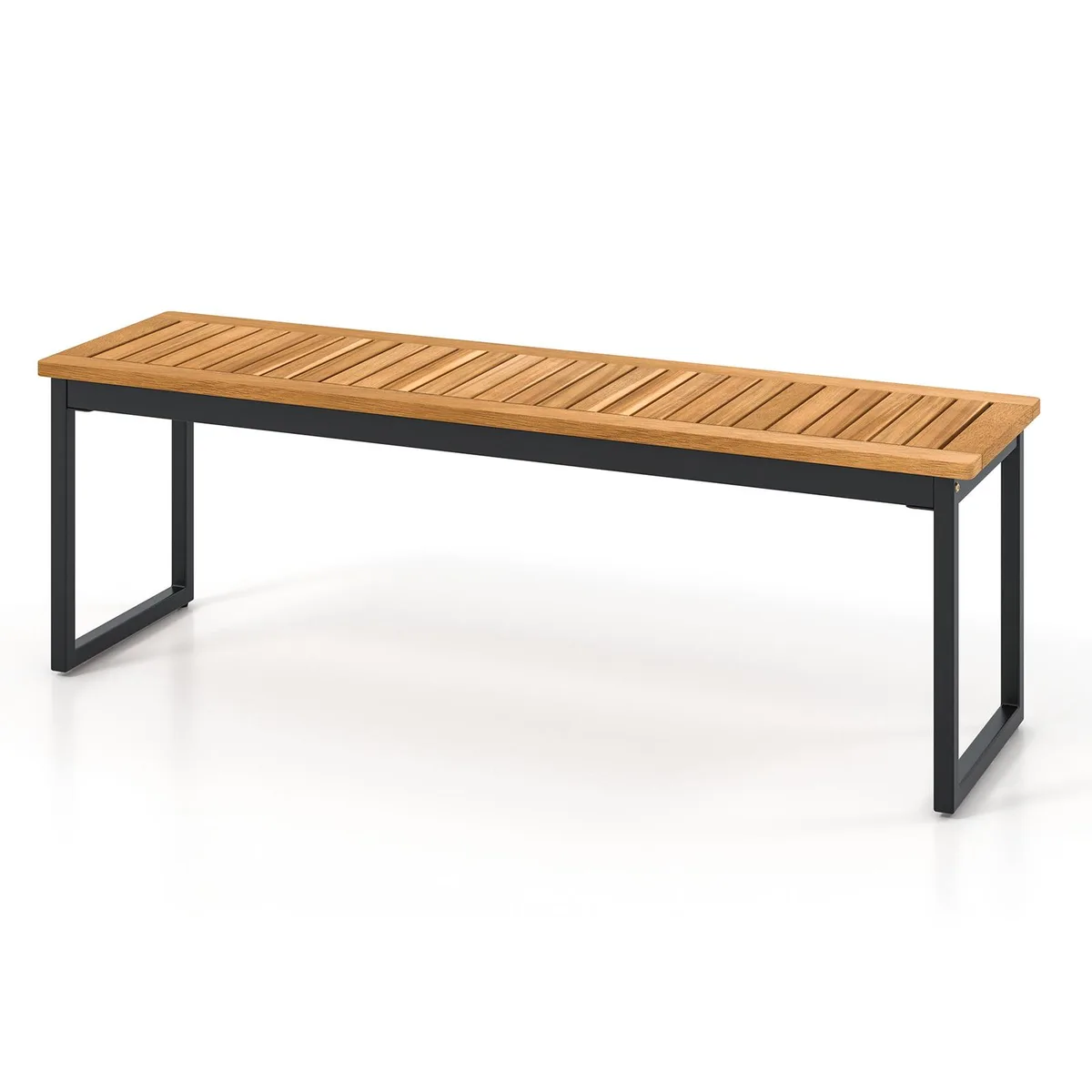 SlickBlue SlickBlue Patio Dining Bench Backless Slatted Seat Metal Legs Natural 51 14 16.5 800 — product photo