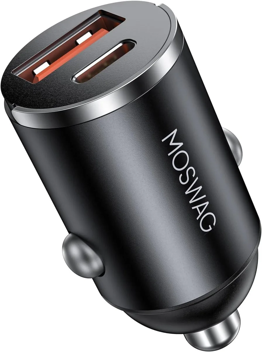 Hamzan Hamzan Invisible Dual-Port Car Charger QC3.0 18W USB-A 7.5W USB-C — product photo