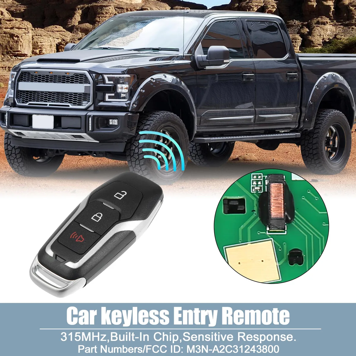 Unique-Bargains Unique-Bargains M3N-A2C31243800 315MHz 49 Chip Remote Start Key Fob — product photo