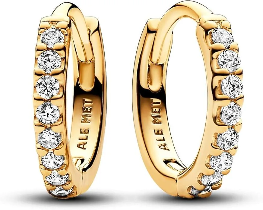 PANDORA PANDORA Sparkling Huggie Hoop Earrings 14k Gold-Plated — product photo