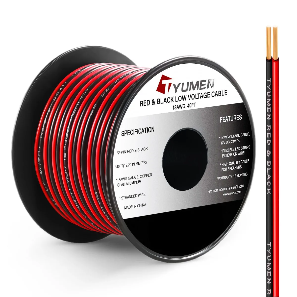  Tyumen TY-1-101 18 AWG 40 ft speaker wire Red/Black — product photo