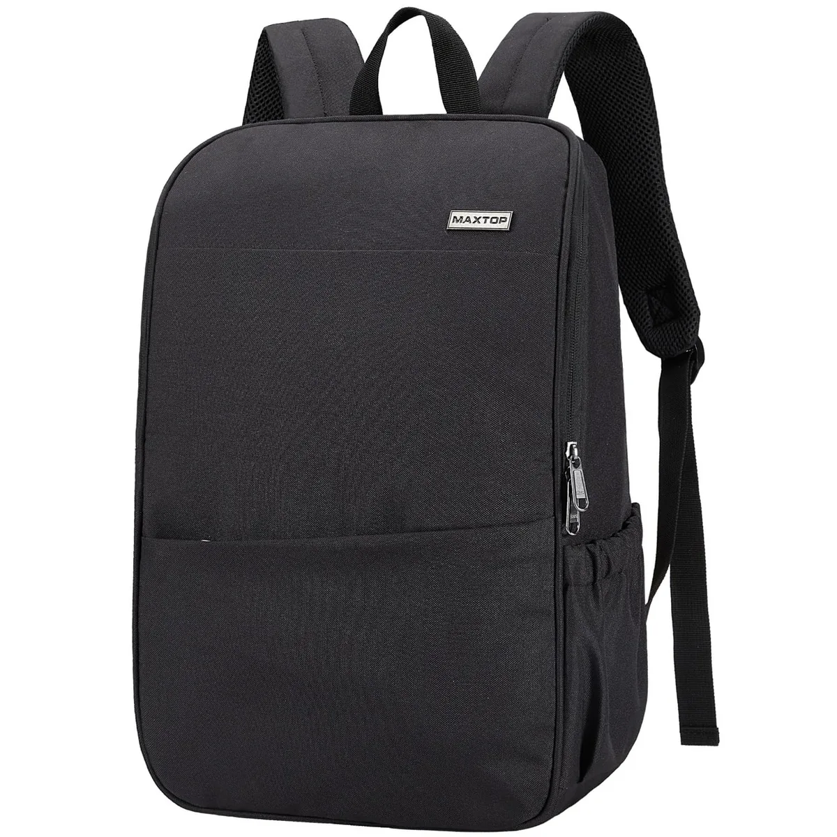 Beige polyester laptop backpack with adjustable straps and water-resistant finish