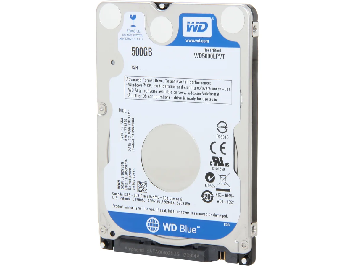 Western Digital Western Digital WD5000LPVT-FR 500GB 5400 RPM 8MB SATA 3.0Gb/s 2.5" laptop hard drive — product photo