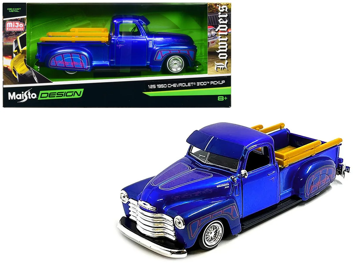 Maisto Maisto 1950 Chevrolet 3100 Pickup Lowrider Candy Blue 1/25 Hobby Collectible — product photo