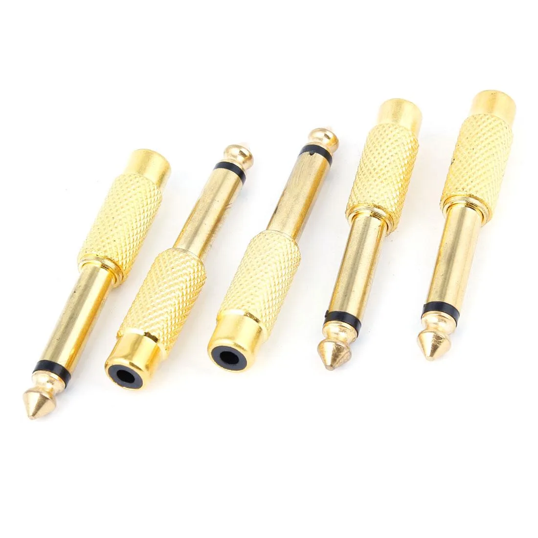 Unique-Bargains Unique-Bargains 6.35mm Male Stereo Jack to RCA Female Audio Adapter Gold Tone 5 Pcs live sound amplifier — product photo