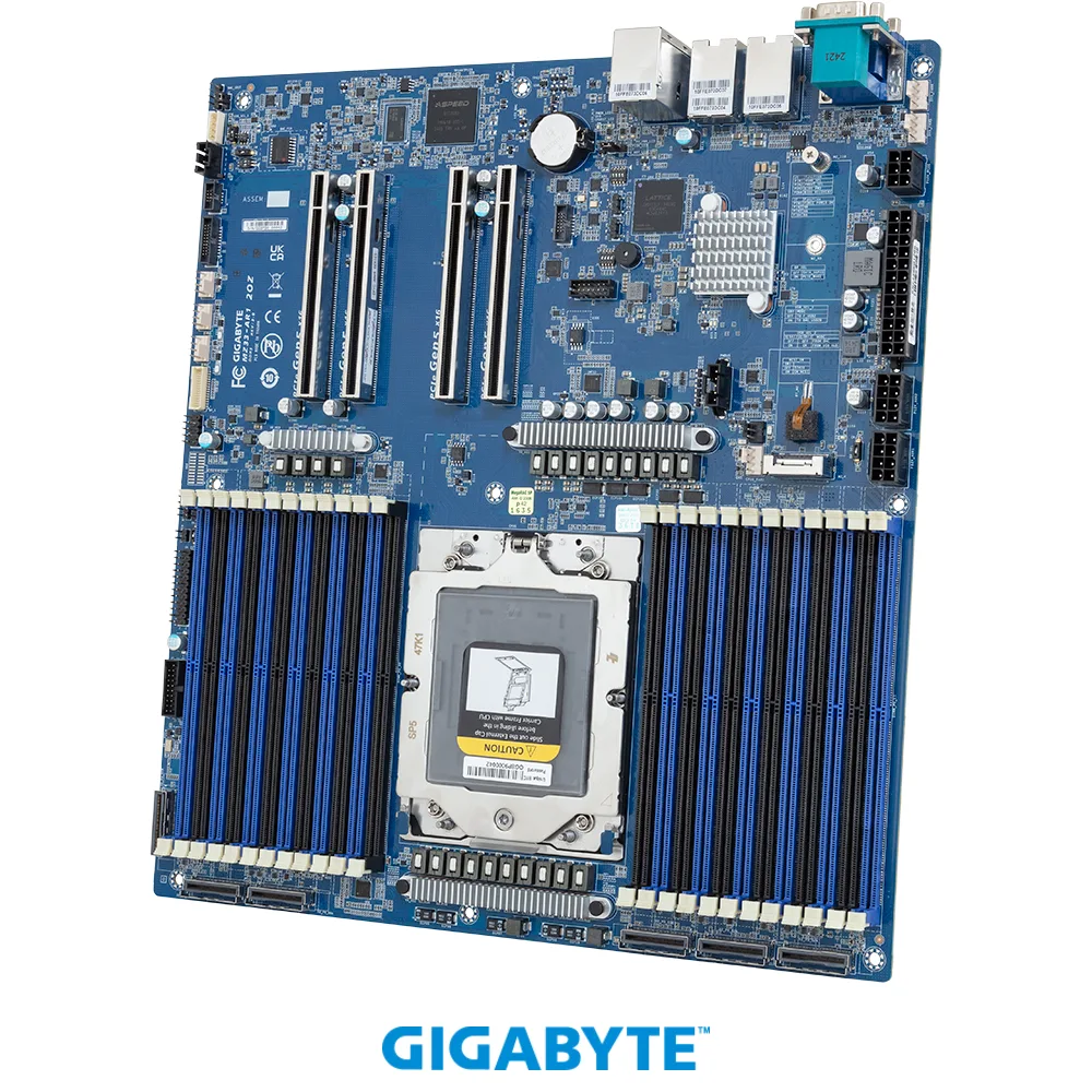 GIGABYTE GIGABYTE MZ33-AR1 server motherboard SP5 EPYC 9000 12-channel DDR5 24 DIMM 10GbE E-ATX — product photo