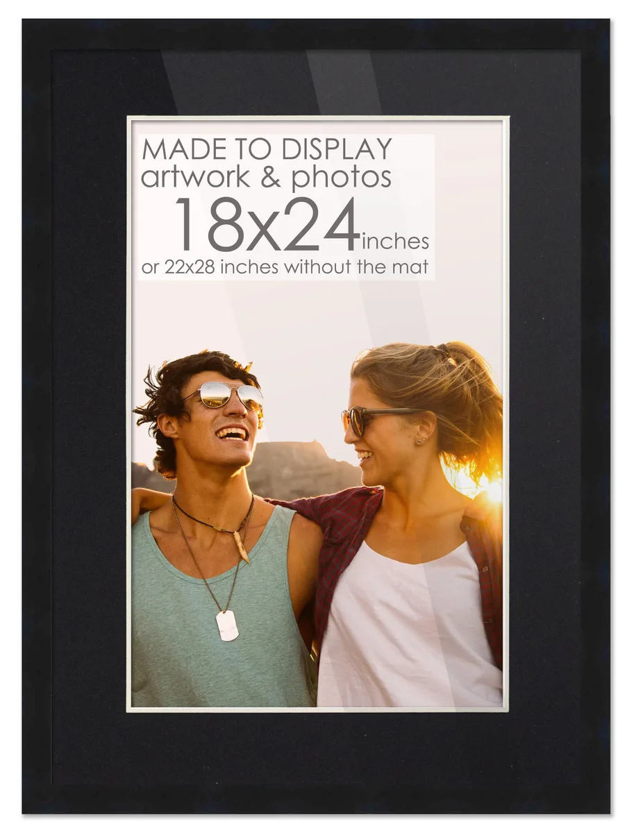 Black pine wood frame 22x28 with 17.5x23.5 mat opening and UV acrylic face