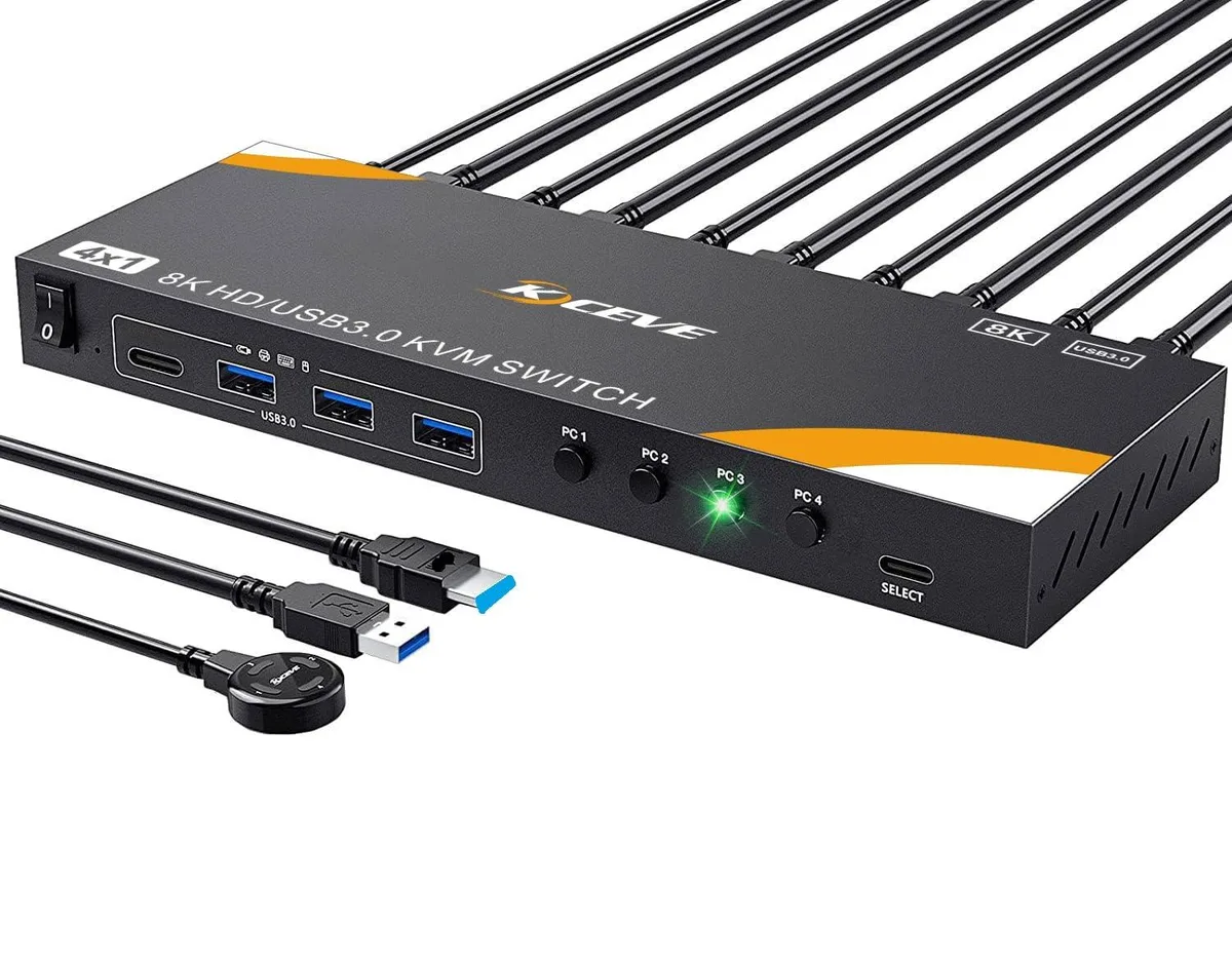 AUTYUE AUTYUE 4-Port HDMI KVM Switch 8K60Hz 4K120Hz 3 USB 3.0 Ports — product photo