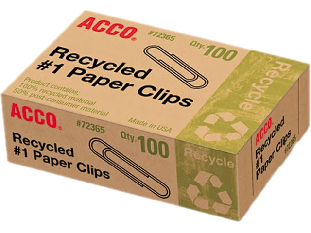 ACCO ACCO 72365 Paper Clips No. 1 100/Box 10 Boxes/Pack — product photo